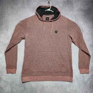 RVCA Striped Hoodie Mens XL Regular Fit Lightweight‎ Casual Pullover Red Black
